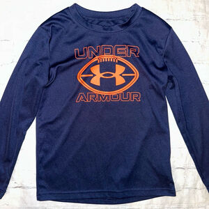 NWOT Unisex Kids Size 6 Under Armour Football Graphic LS Shirt Blue Orange